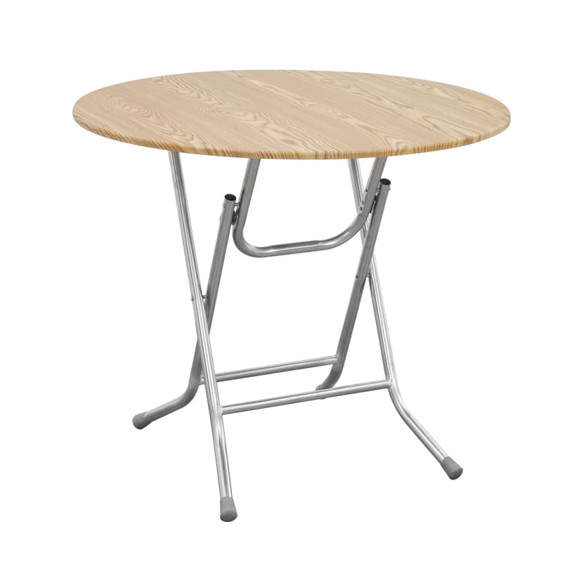 Art Deco Sepia/Natural Color/Cream Rounded Dining Table with Timber Top, Portable and Collapsible for 2 People - image 10