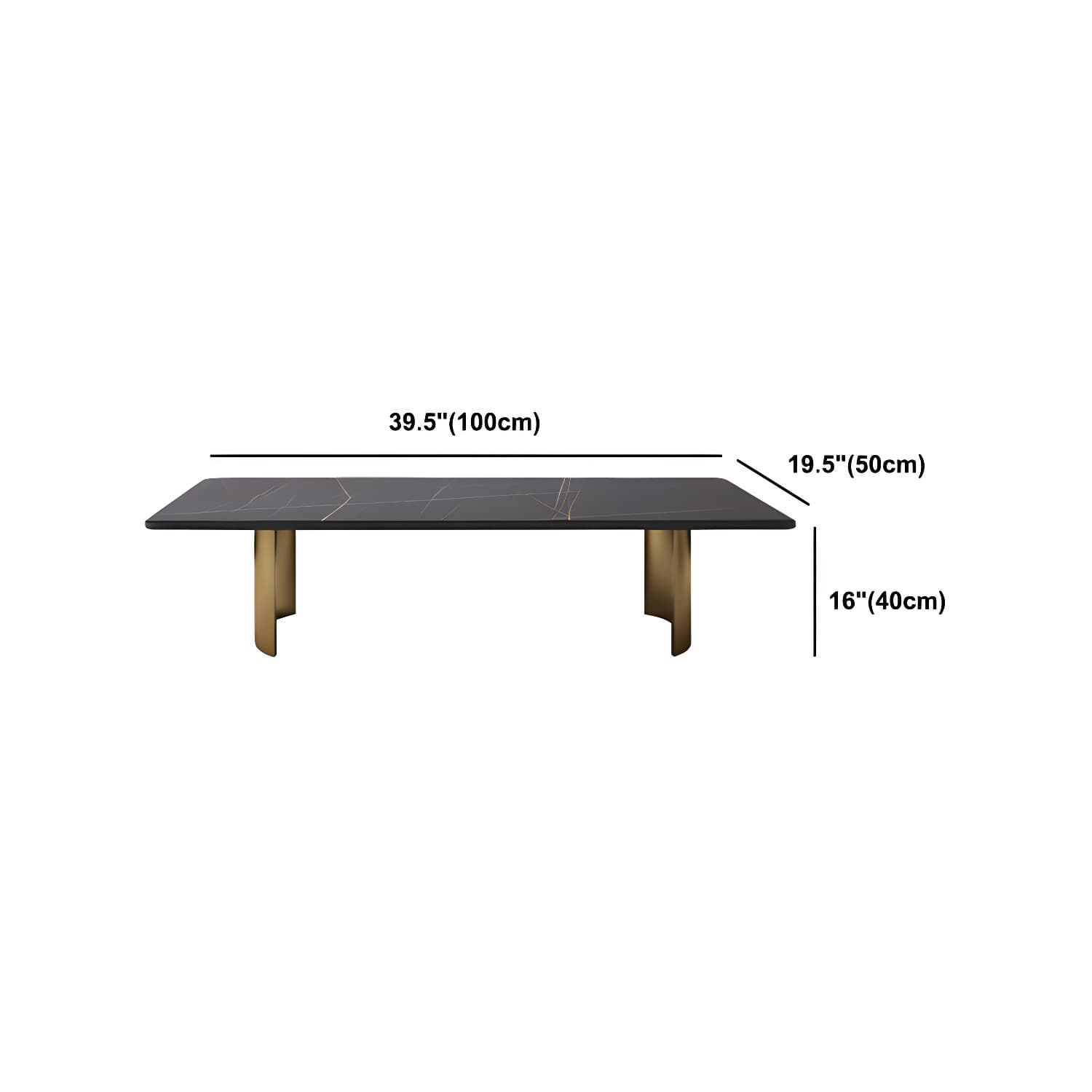 Glam 15.7" H Rectangle Slate Coffee Table Steel 2 Legs Cocktail Table - image 12