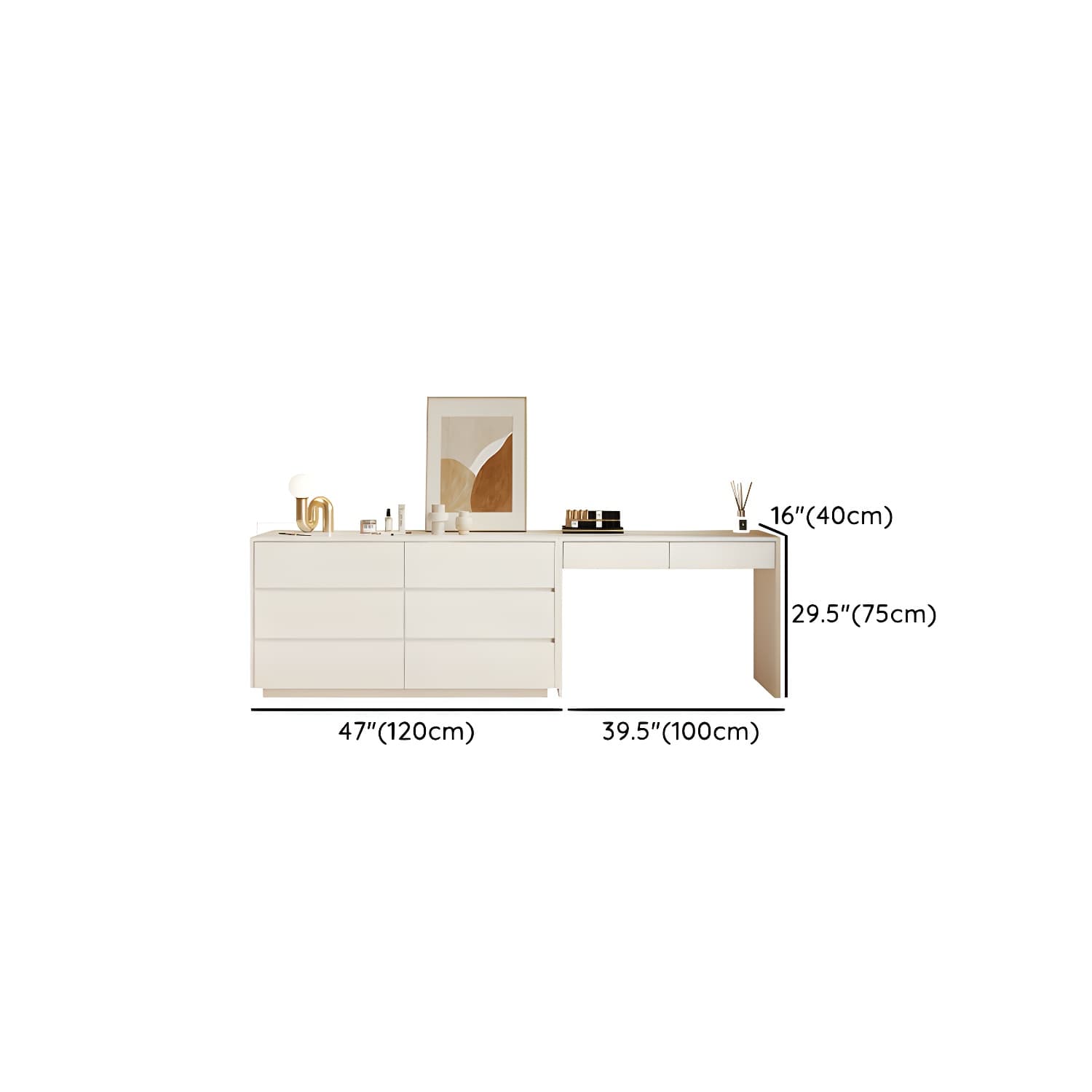 Modern Wood Vanity with Drawers, Large Size, Soft Close Glides, 40cm Width, 75cm Height - image 13