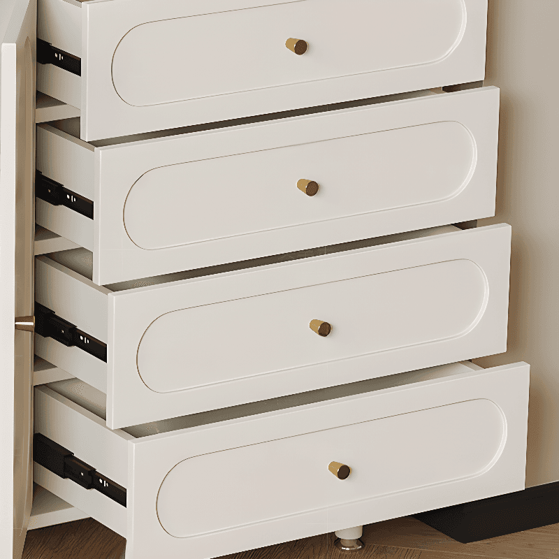 Chalk Modish Composite Wood Console Dresser with 5 Drawers and Hutch, 3 Interior Shelves, Horizontal - image 4