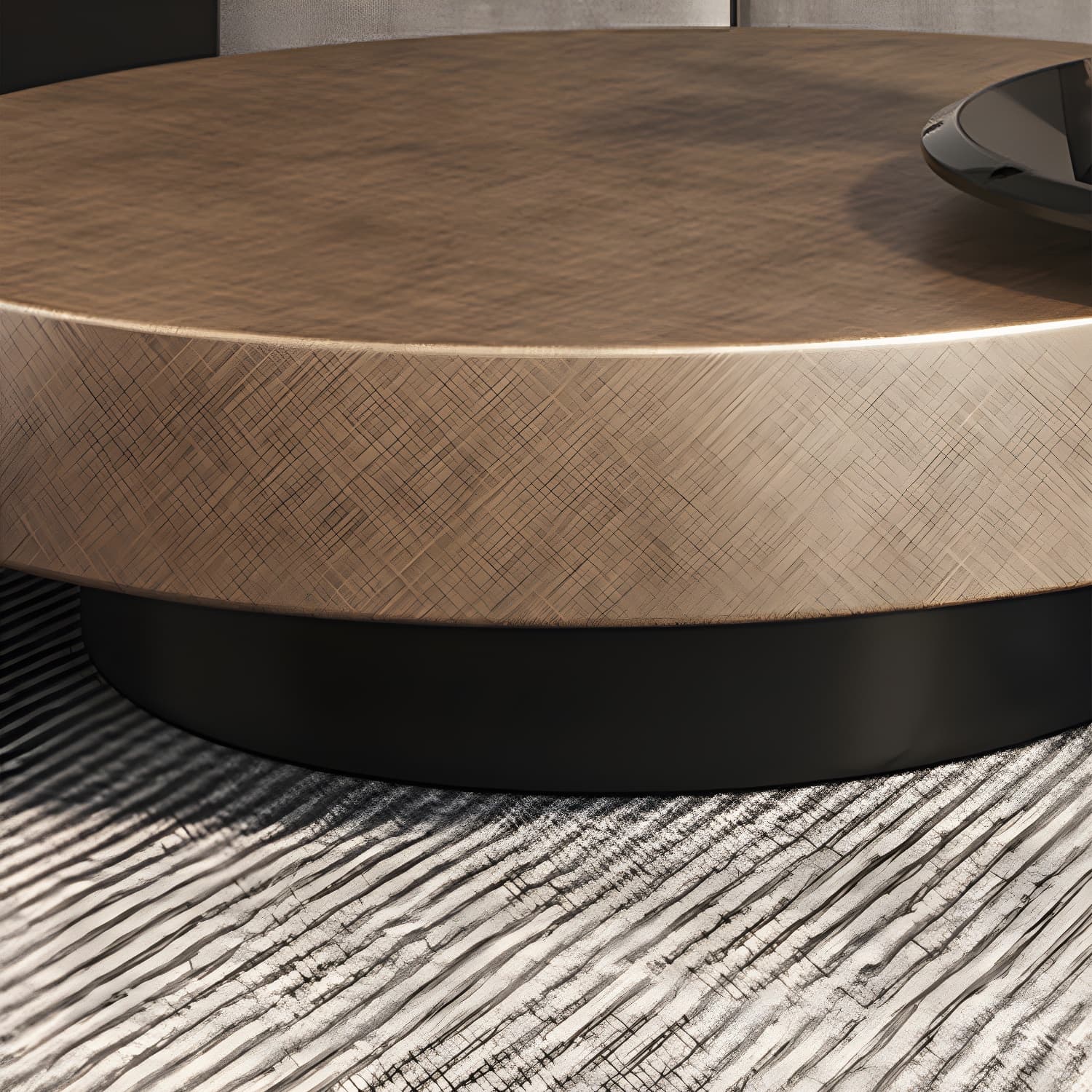 Round Coffee Table Brown Nesting Coffee Table Set for Living Room - image 7
