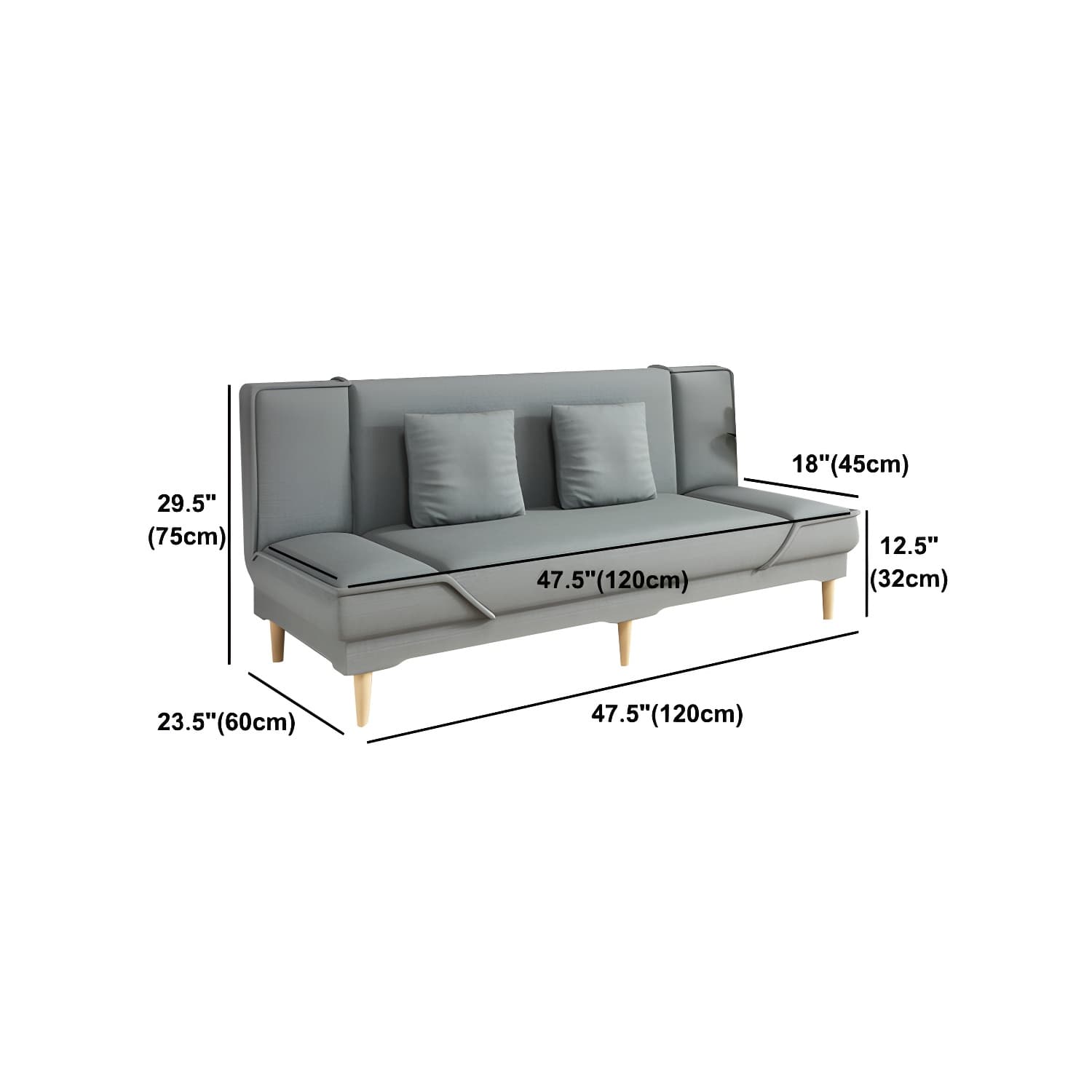 Contemporary Armless Convertible Sofa Linen Foldable Sofa for Apartment - image 22