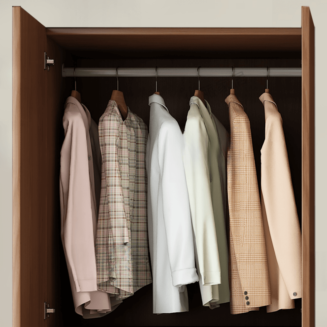 Acorn Modish Natural Wood Wardrobe Closet with Interior Shelves and Clothing Rod - image 3