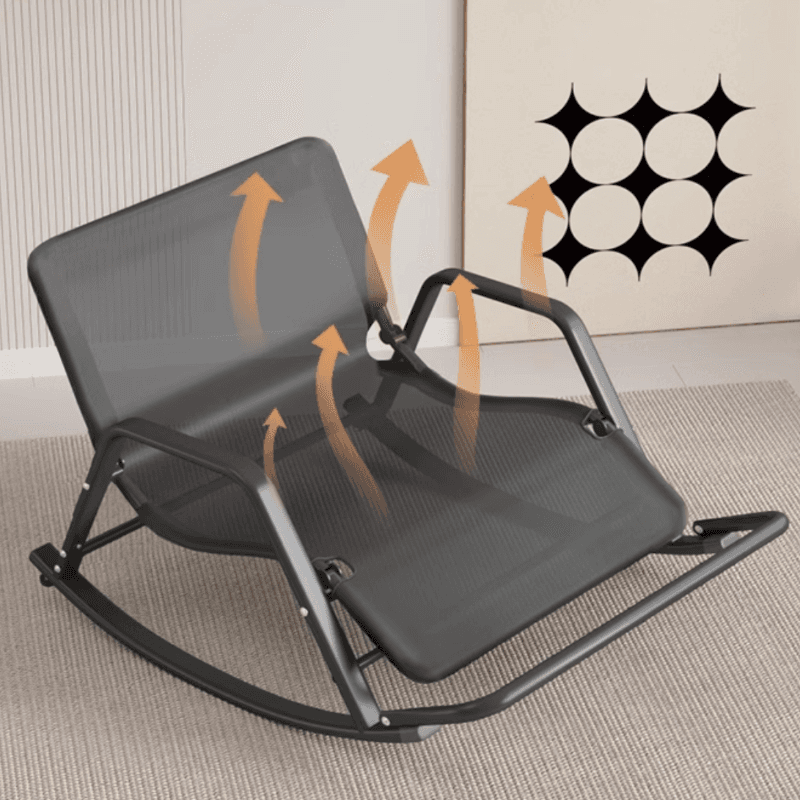 Black/Grey/Cerulean Simple Upholstered Rocking Seat for 2 with Padded Track Arm - image 15
