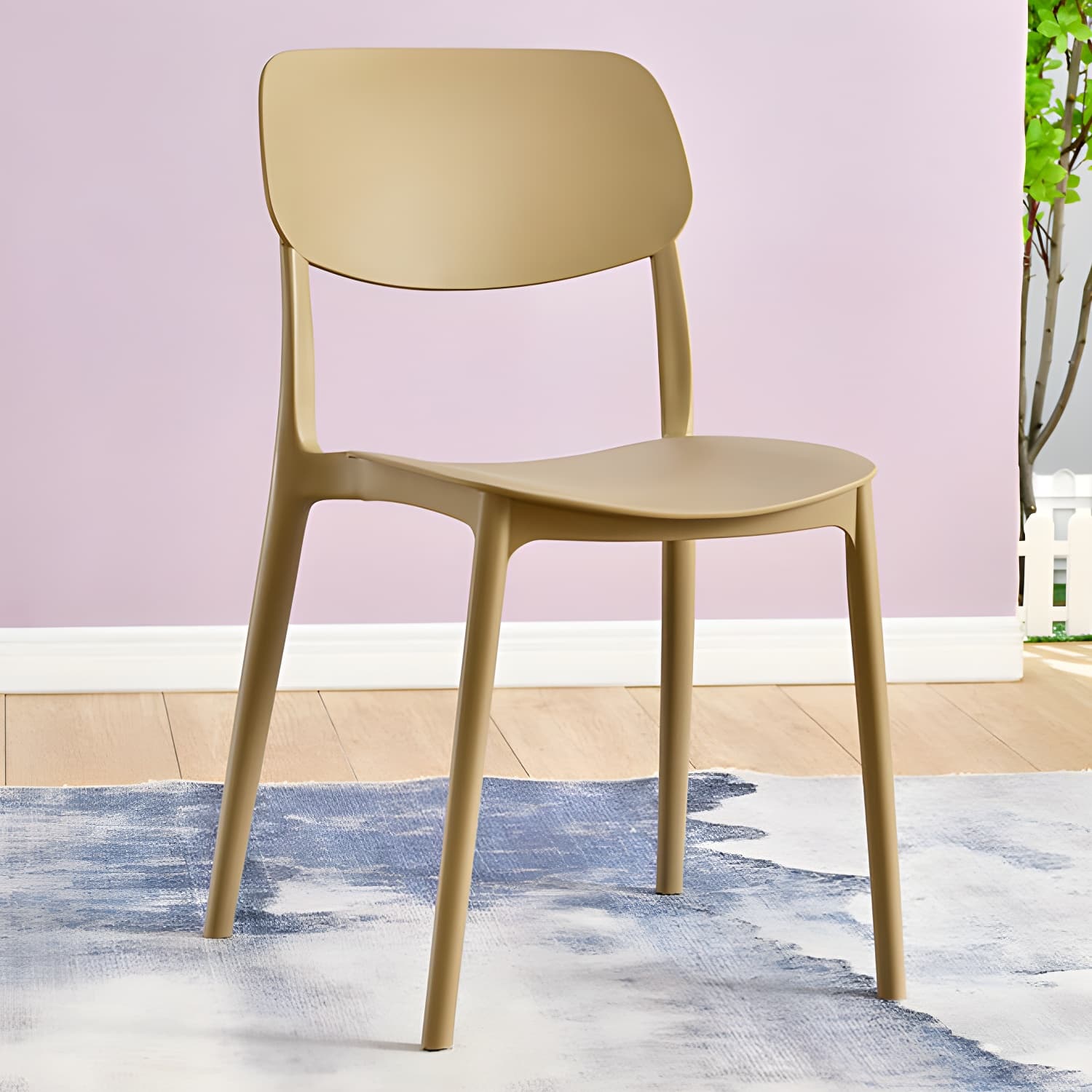 Scandinavian Stackable Armless Dining Chairs Plastic Open Back Dining Side Chair - image 18