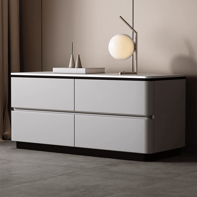 Modish Nightstand With Drawer Organization with 4 Drawers and Stone Tabletop - image 5