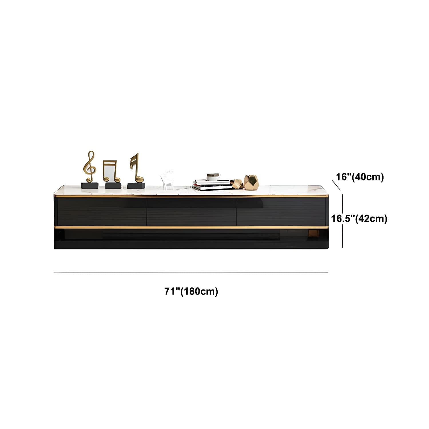 Luxurious 3-Drawer TV Stand Console 16.54-Inch H Glass TV Console - image 12
