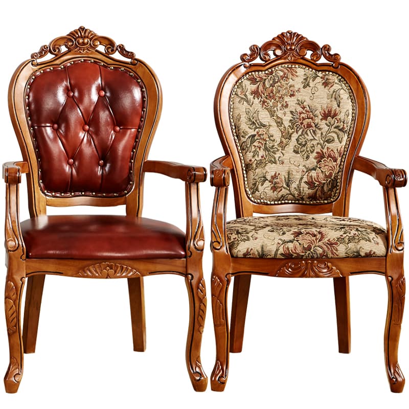 Steady Bordered Leather Upholstered Side Chair/Arm Chair with Wooden Legs and Nailhead Embellishment for Dinette in a Nordic Style - image 10