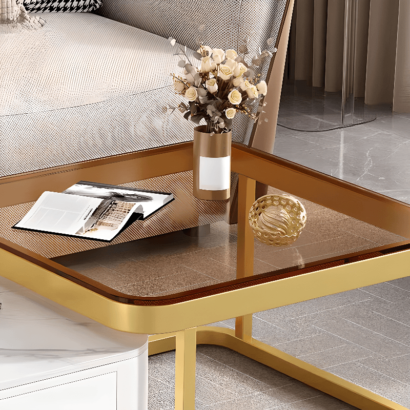 Foyer Use Glam Style Square Structure Double Nesting Coffee Table - image 12