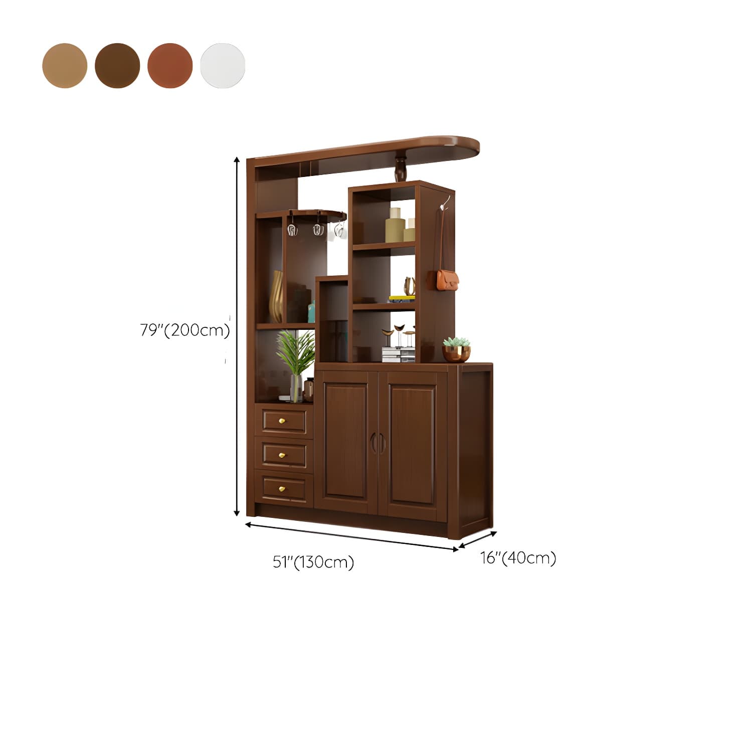 15.7" D Solid Wood 3-Drawer Accent Cabinet with Shelves for Entryway - image 21