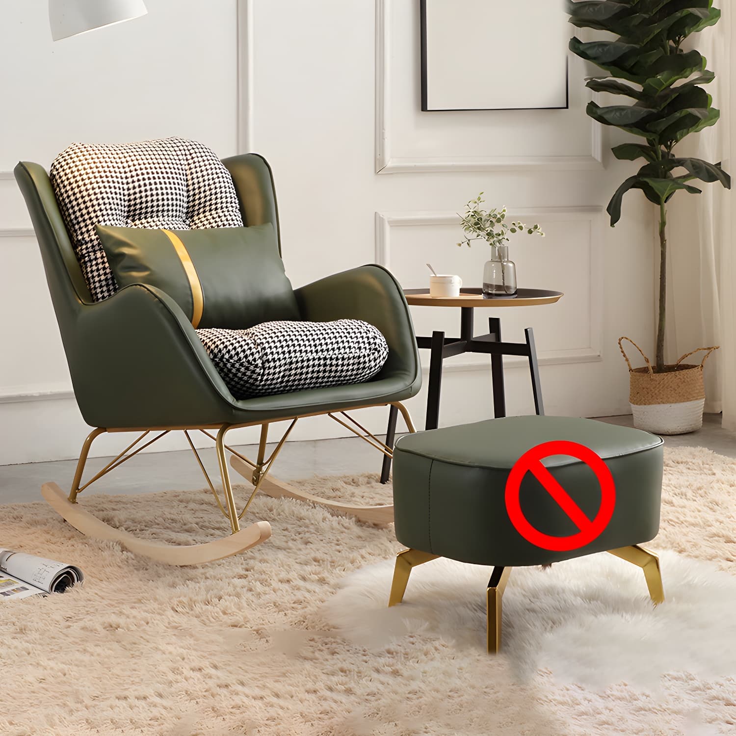 Modern Rocking Chair Metal Frame Doll Cotton Filling Spindle Rocker Chair - image 14