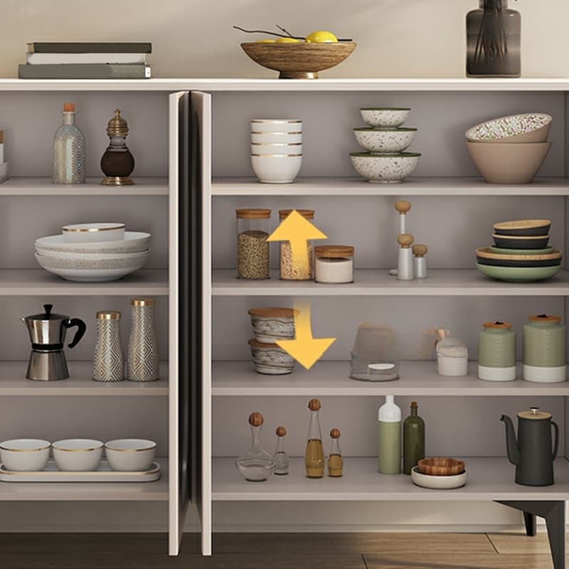 Modern Rectangular Manufactured Wood Accent Cabinet in Beige with Interior Partitions and Metal Legs - image 13