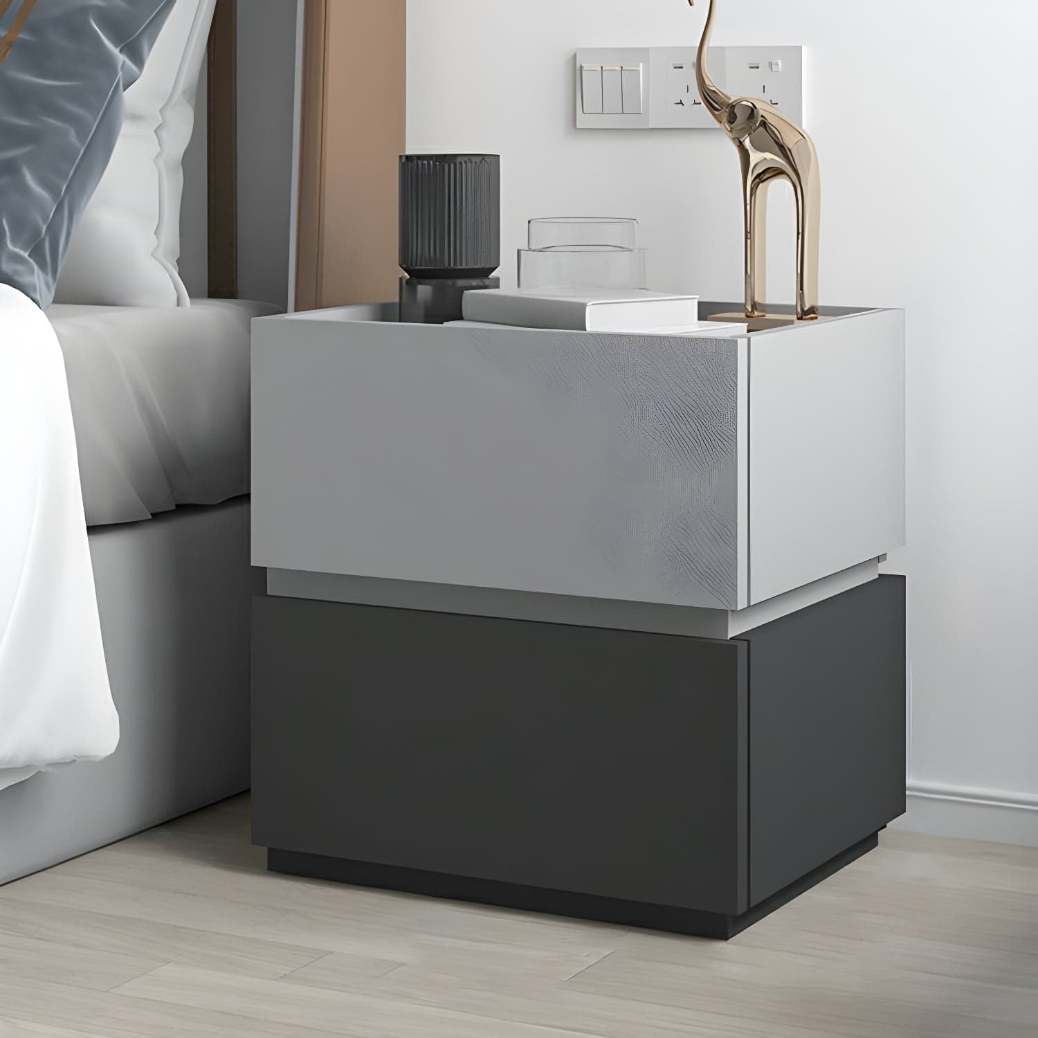 19.1" Tall 2 - Drawer Nightstand Wooden Accent Table Nightstand for Bedroom - image 3