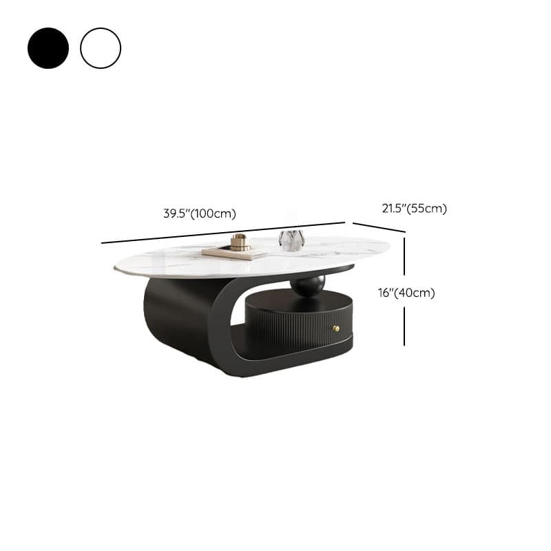 Elliptical Nesting Board Game Coffee Table with 1 Shelf for Small Spaces - image 9