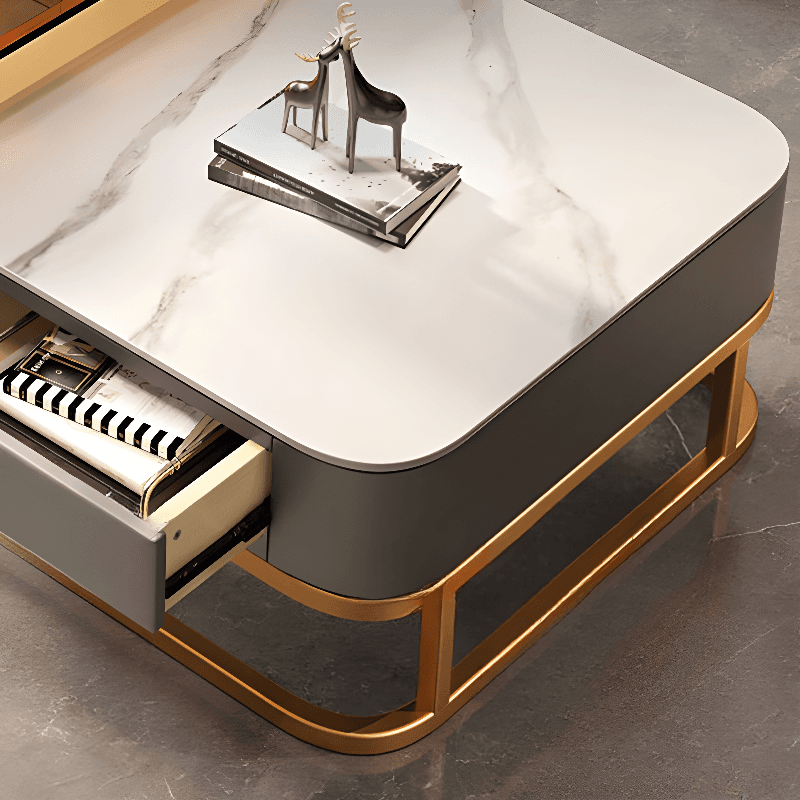 Foyer Use Glam Style Square Structure Double Nesting Coffee Table - image 11