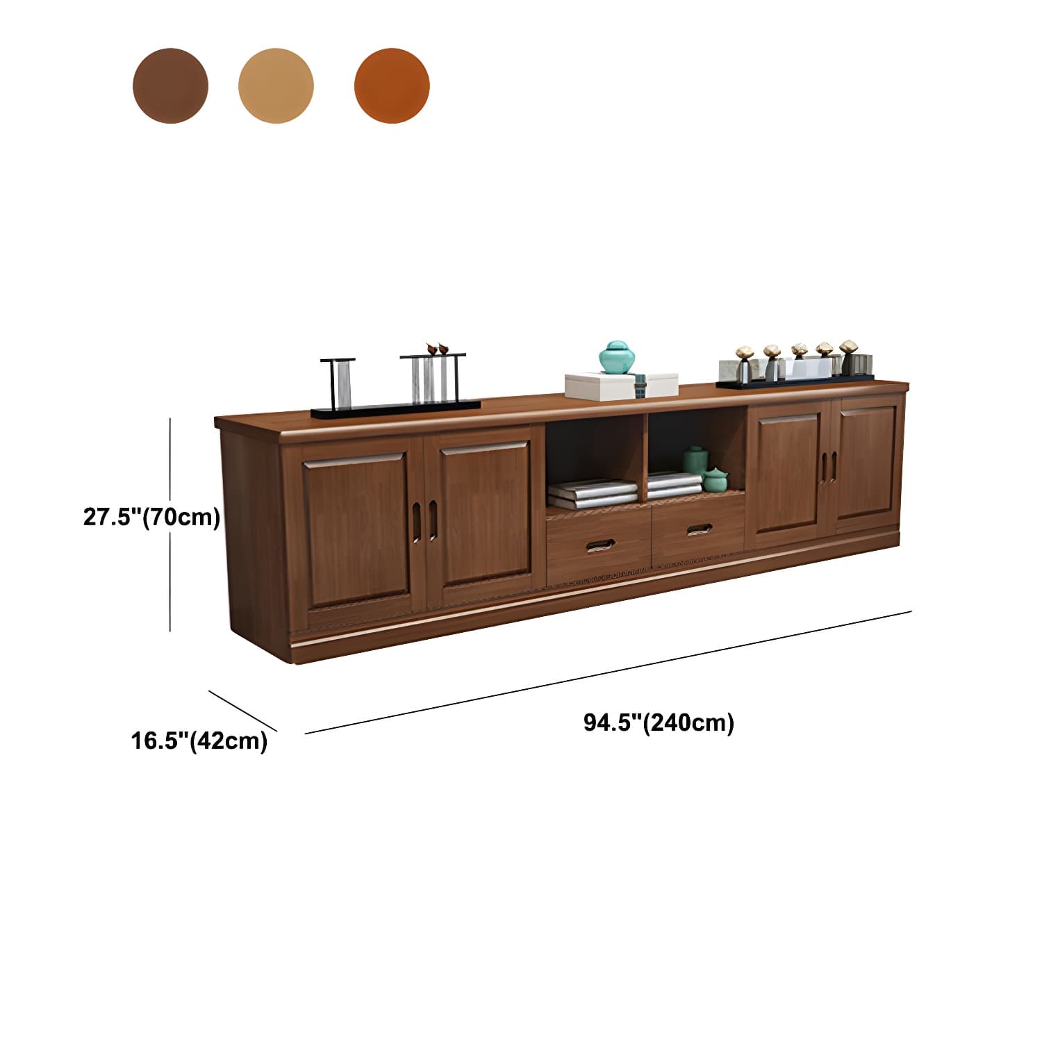 Traditional Solid Wood TV Console Open Storage TV Stand with Cabinet - image 12