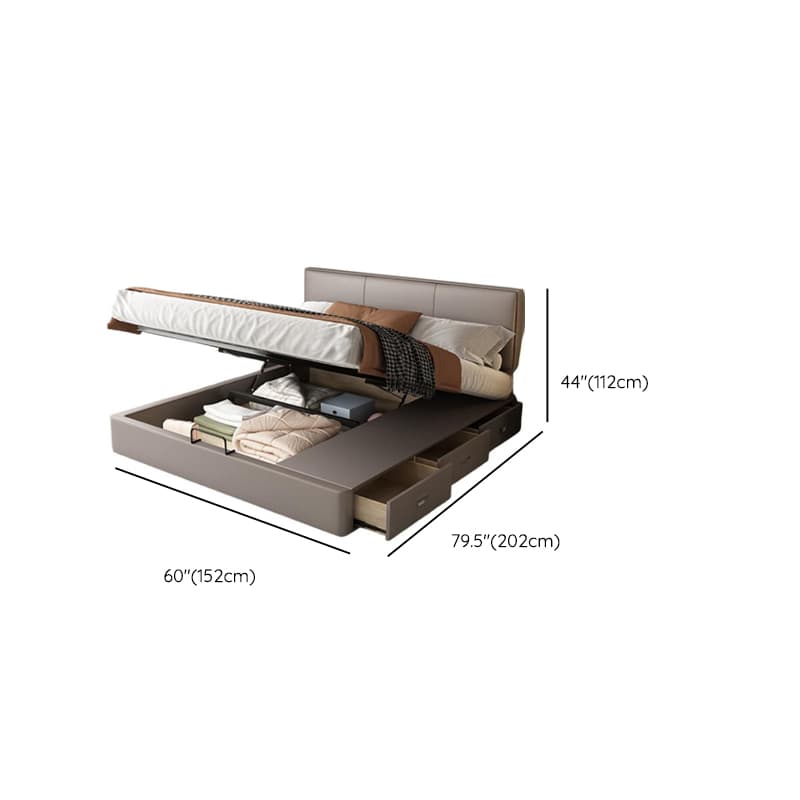 Grey Solid Color Platform Bed with Timber Frame for Living Room - image 15