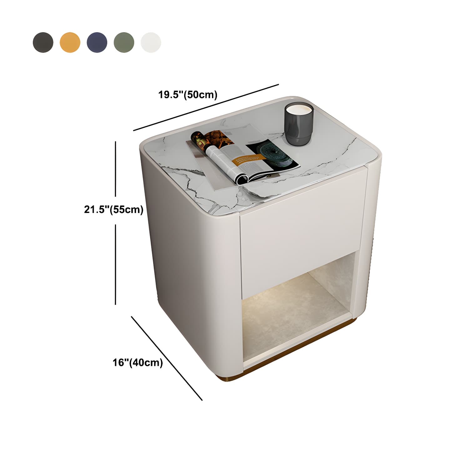 Modern Solid Wood and Slate Night Table Drawer Storage Bed Nightstand - image 20