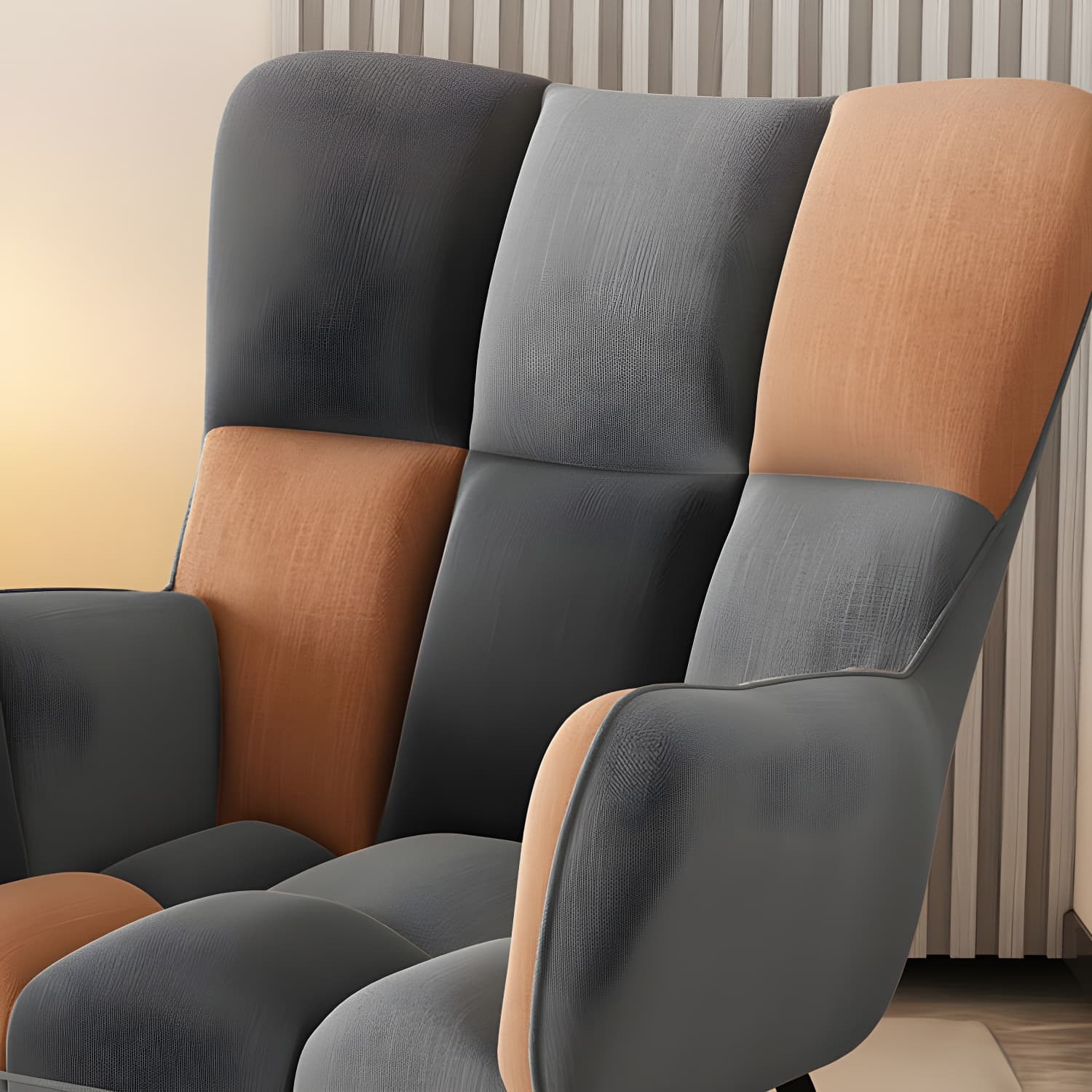 Modern Upholstered Rocking Chair for Comfort and Style - Brown Metal Legs and Track Arms - image 17