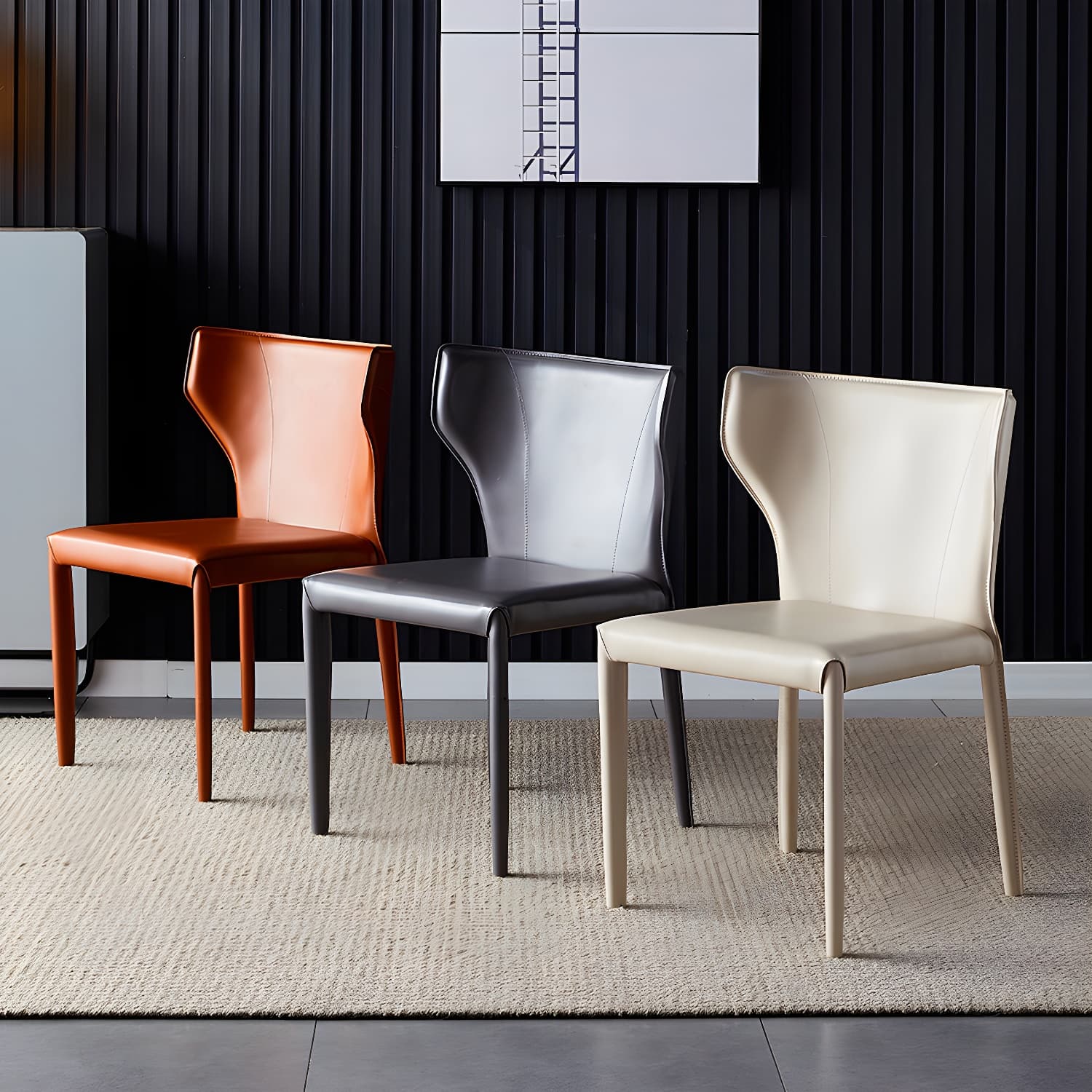 Designer Style Restaurant Saddle Leather Side Chair Matte Finish Parsons Dining Chair - image 13