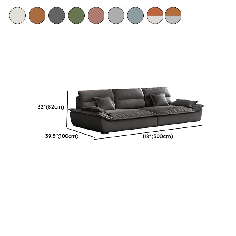 Contemporary Scratch-tolerant Solid Color Standard Sofa in Dark Gray/White/Light Blue, Seats 5 with 2 Pillows - image 18