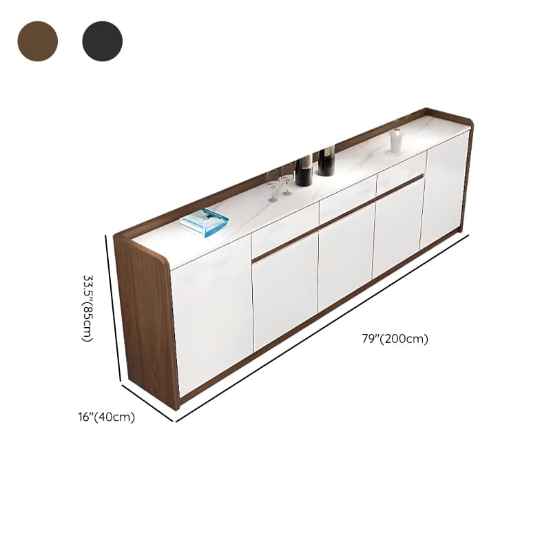 Minimalist Sintered Stone Buffet Table with 3 Drawers/Single Drawer, Closet, Standard/Wide/Narrow Size, Changeable Shelf, and 5 Doors/4 Doors/3 Doors - image 15