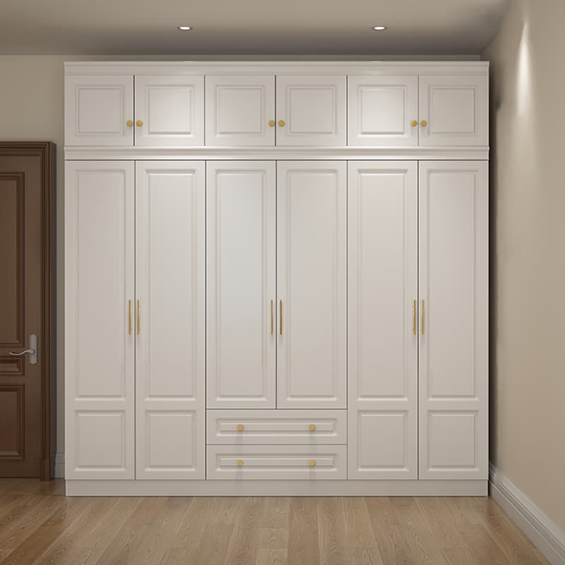 Art Deco Chalk Manufactured Wood Free Standing Interior Shelves Wardrobe with Soft Close Drawer and Hanging Rod - image 7