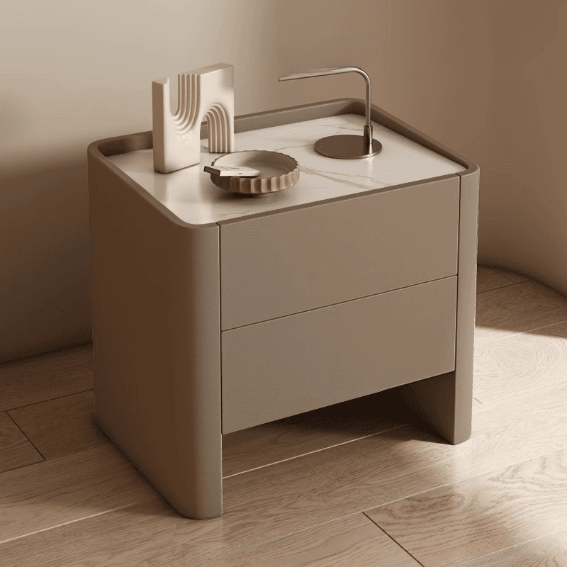 Stylish Drawer Storage Nightstand with 2 Drawers, Stone Countertop, and Leg - image 6