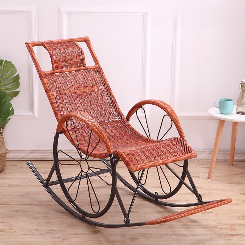Ergonomic Wicker Front Porch Rocking Chairs with Rear Back, Stationary - image 17