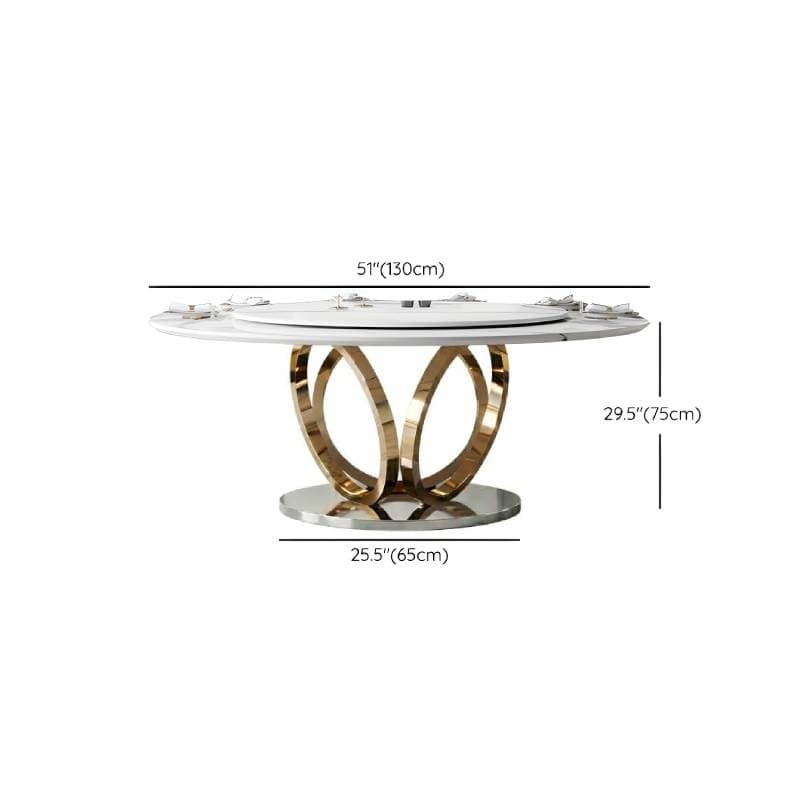 Round Marble Modern Dining Table with Gold Steel Pedestal Base - Standard Height - image 14