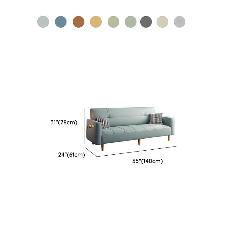 Synthetic Leather Convertible Sofa in Grey/Light Blue/Light Green with Arm - image 22