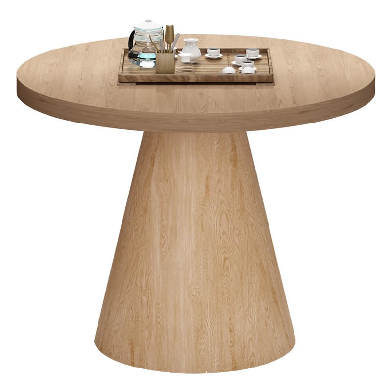 Organic Modern Style Circular Sintered Stone/Manufactured Wood Single Side Table with Plinth for Indoor Use