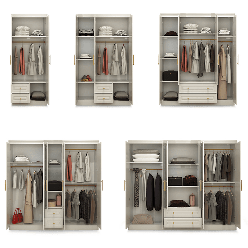 White Minimalist Lumber Wardrobe Closet with Soft Close Drawer, Soft Close Door, Interior Shelves, and Clothing Rod - image 5