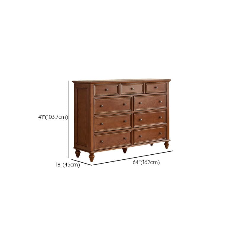 Cocoa Casual Ash Wood Double Dresser/Lingerie Chest with 9/8/6 Drawers, Horizontal/Vertical - image 21