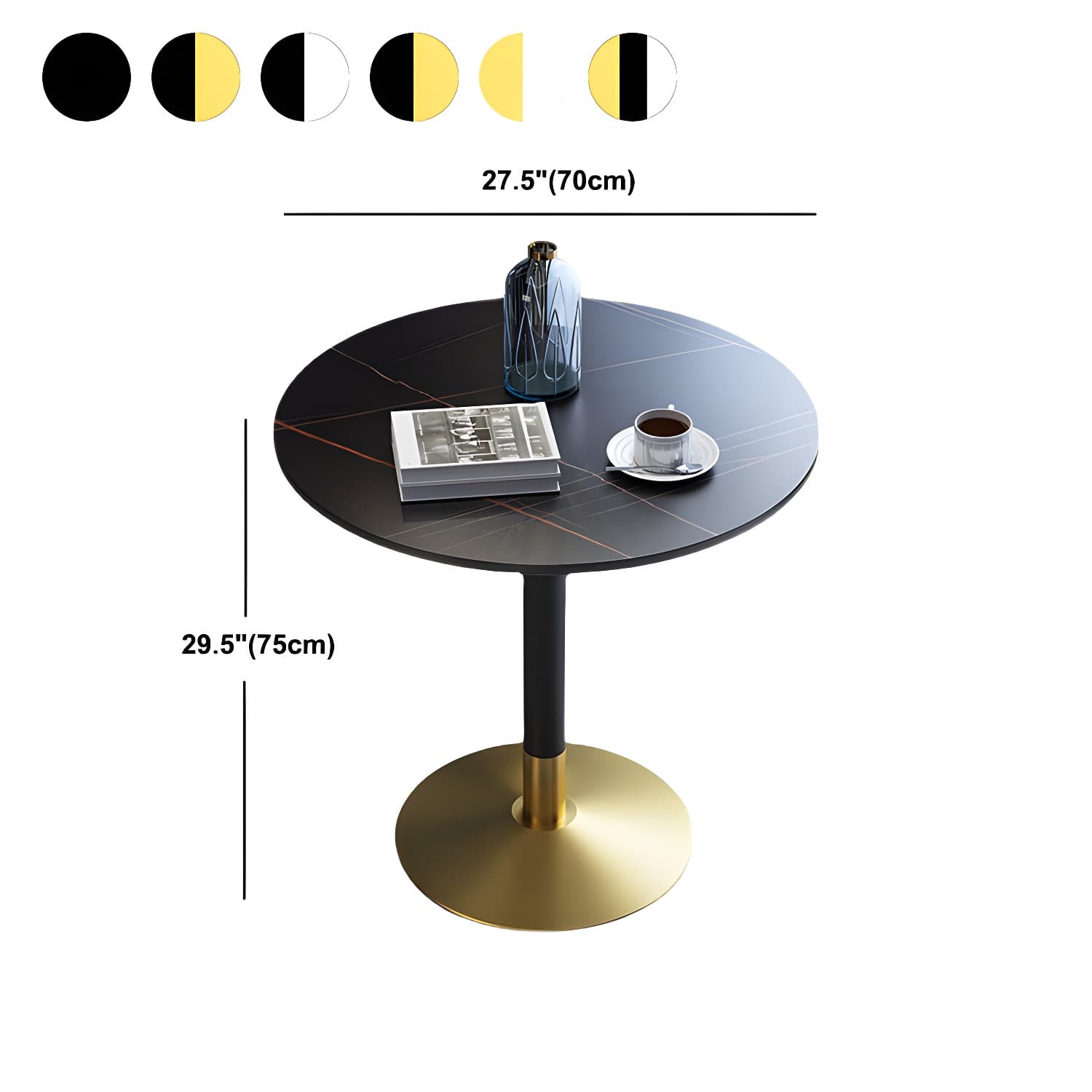 Traditional Luxury Rounded Dining Table Stone and Metal Tulip Dining Table - image 12