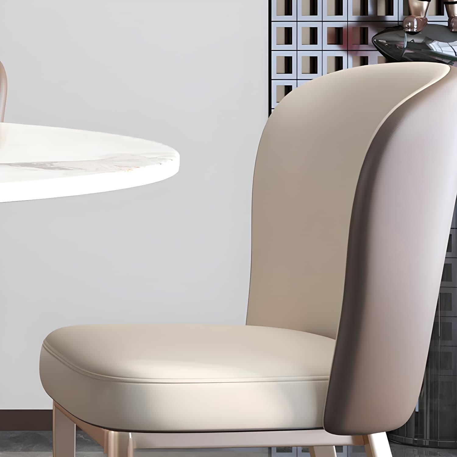 Round Glam Dining Set with White Slate Table Top and Gold Metal Pedestal Base - 1/7/9 Piece Set - image 4