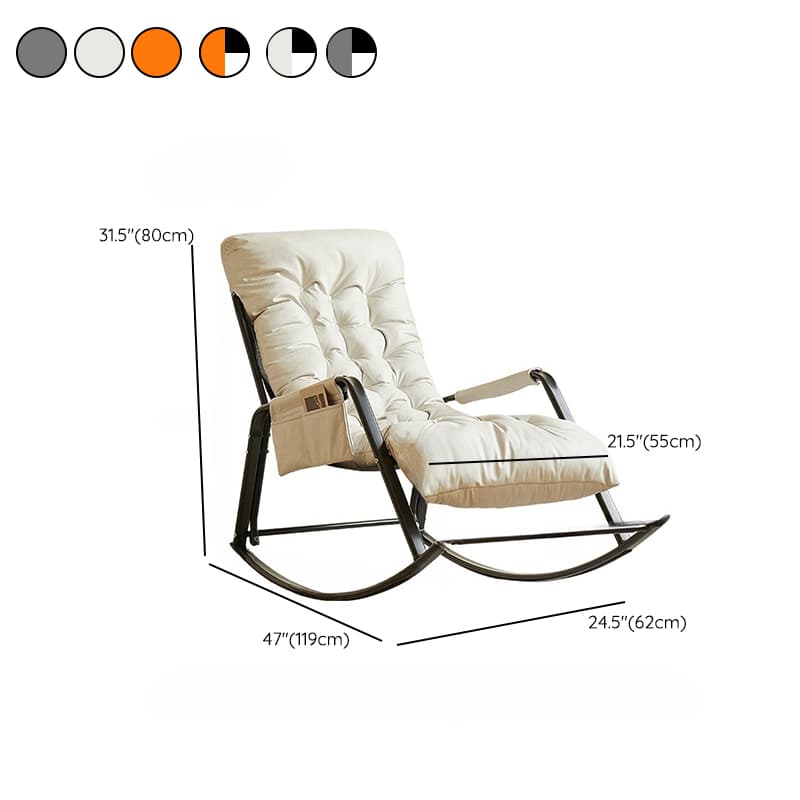 Chic Upholstered Indoor Rocking Chair with Modern Black Metal Legs - image 21