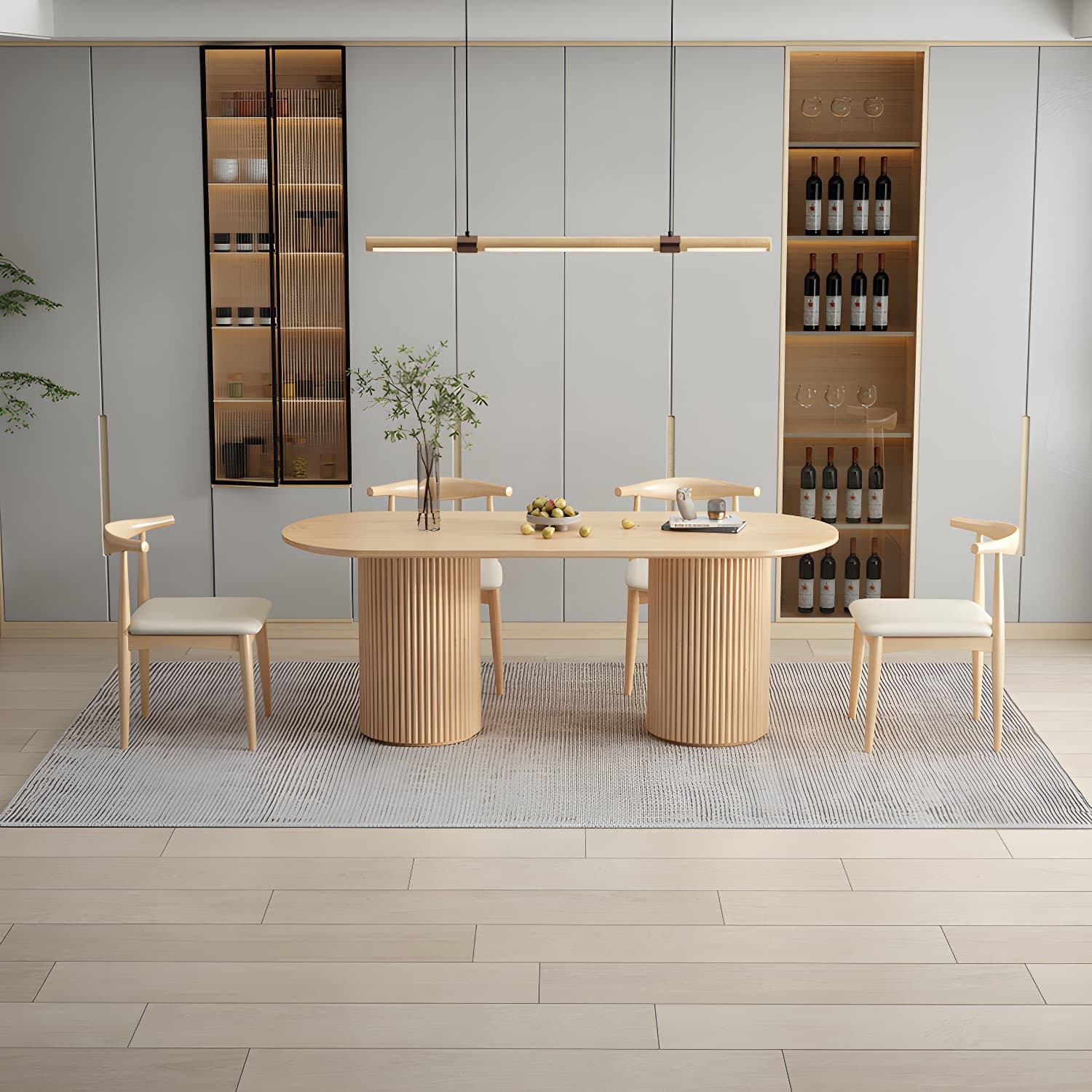 Modern Double Pedestal Table Oval Wood Dining Table for Home Kitchen - image 4