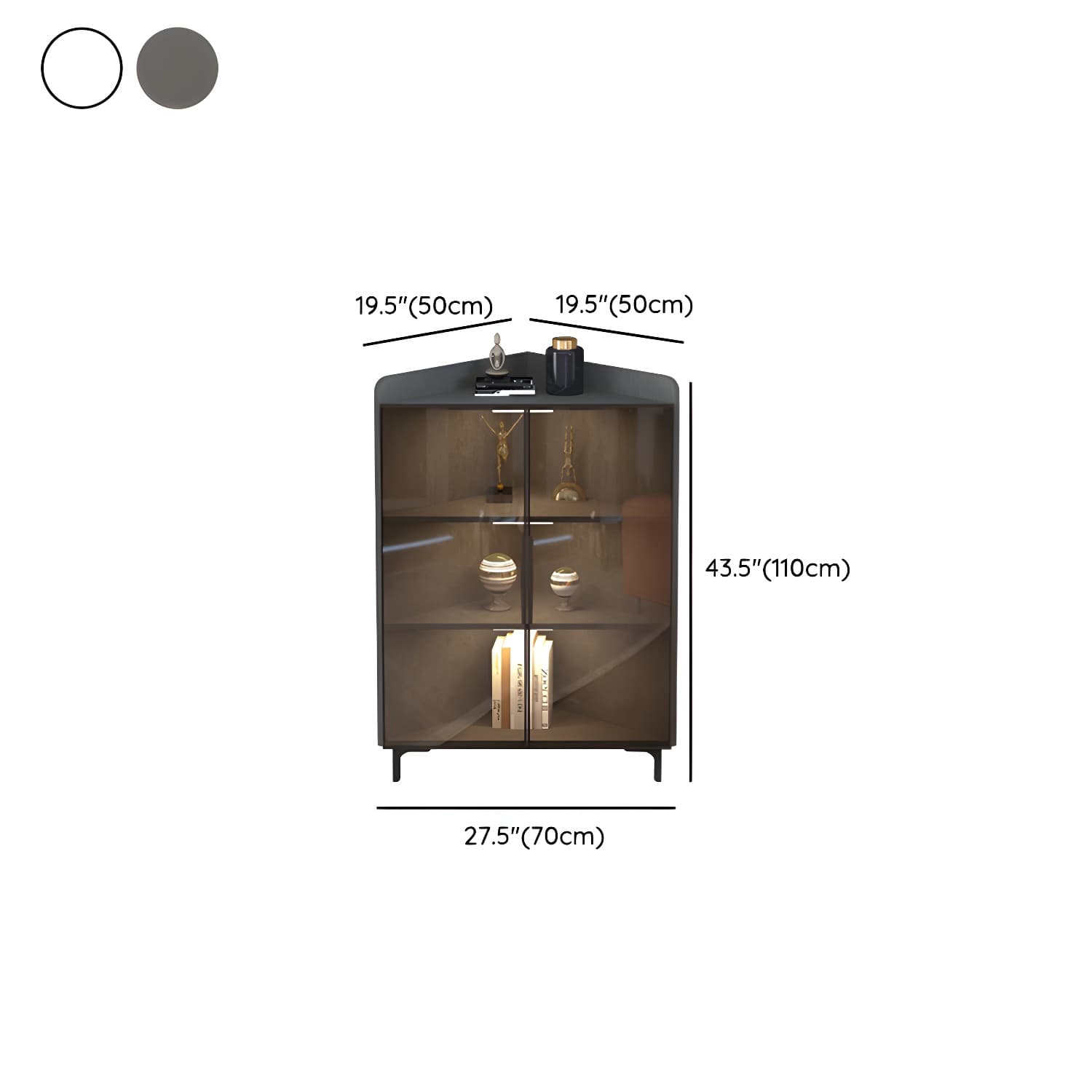 Modern Black Corner Accent. Wood Countertop. Glass Doors. Cabinets included - image 11