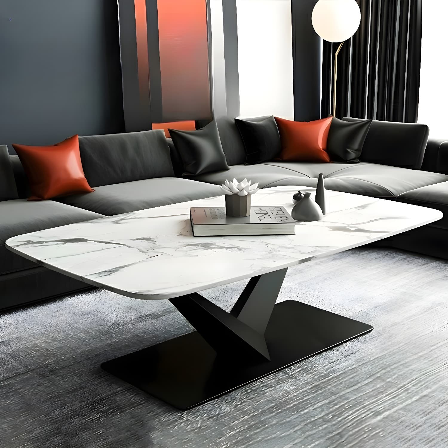 Contemporary Square Stone Coffee Table with Scratch Resistant