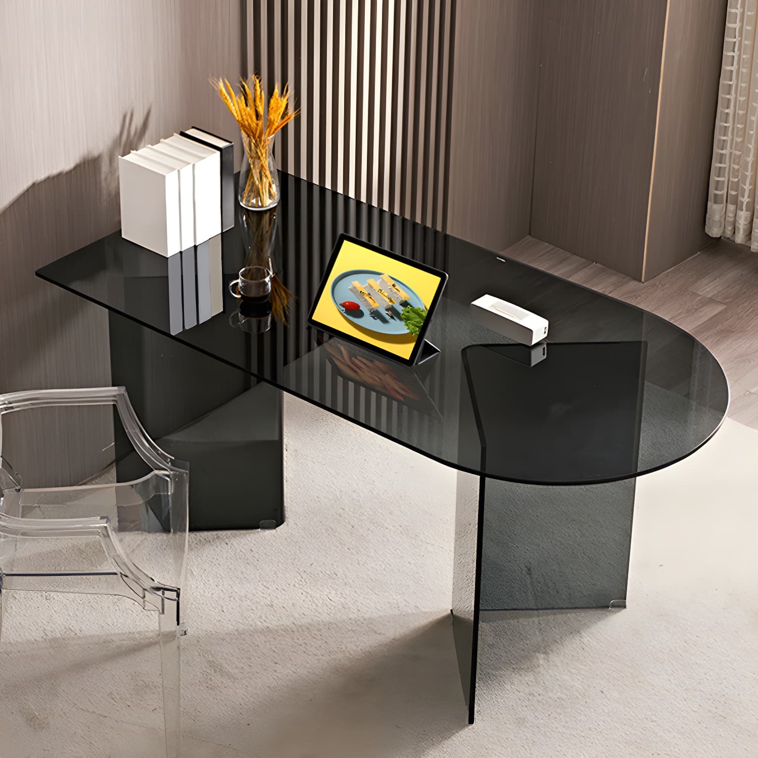 Modern Tempered Glass Dining Table Glass Base for Dining Room