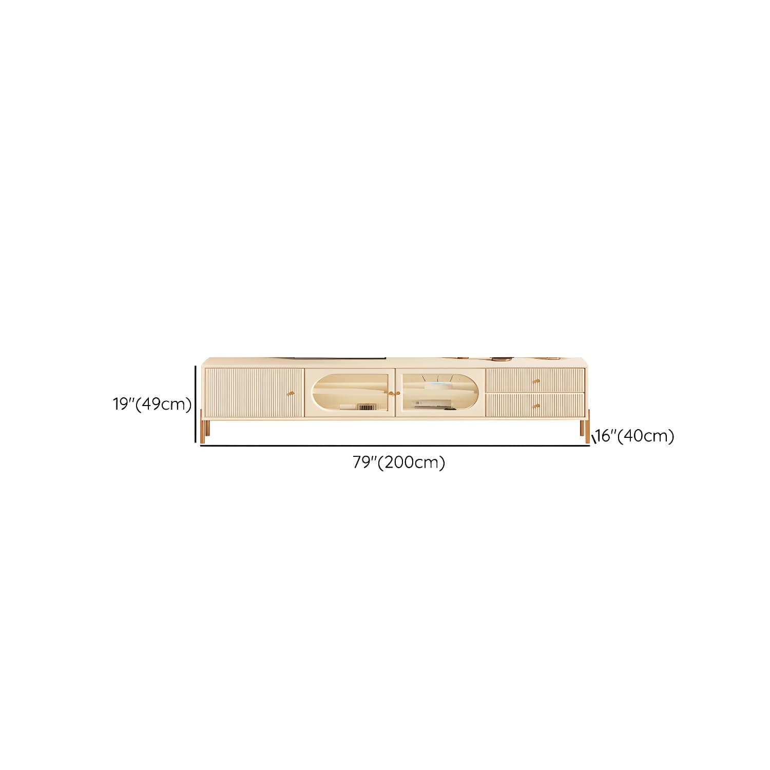 White Cable Management TV Console Modern Engineered Wood Media Console - image 10