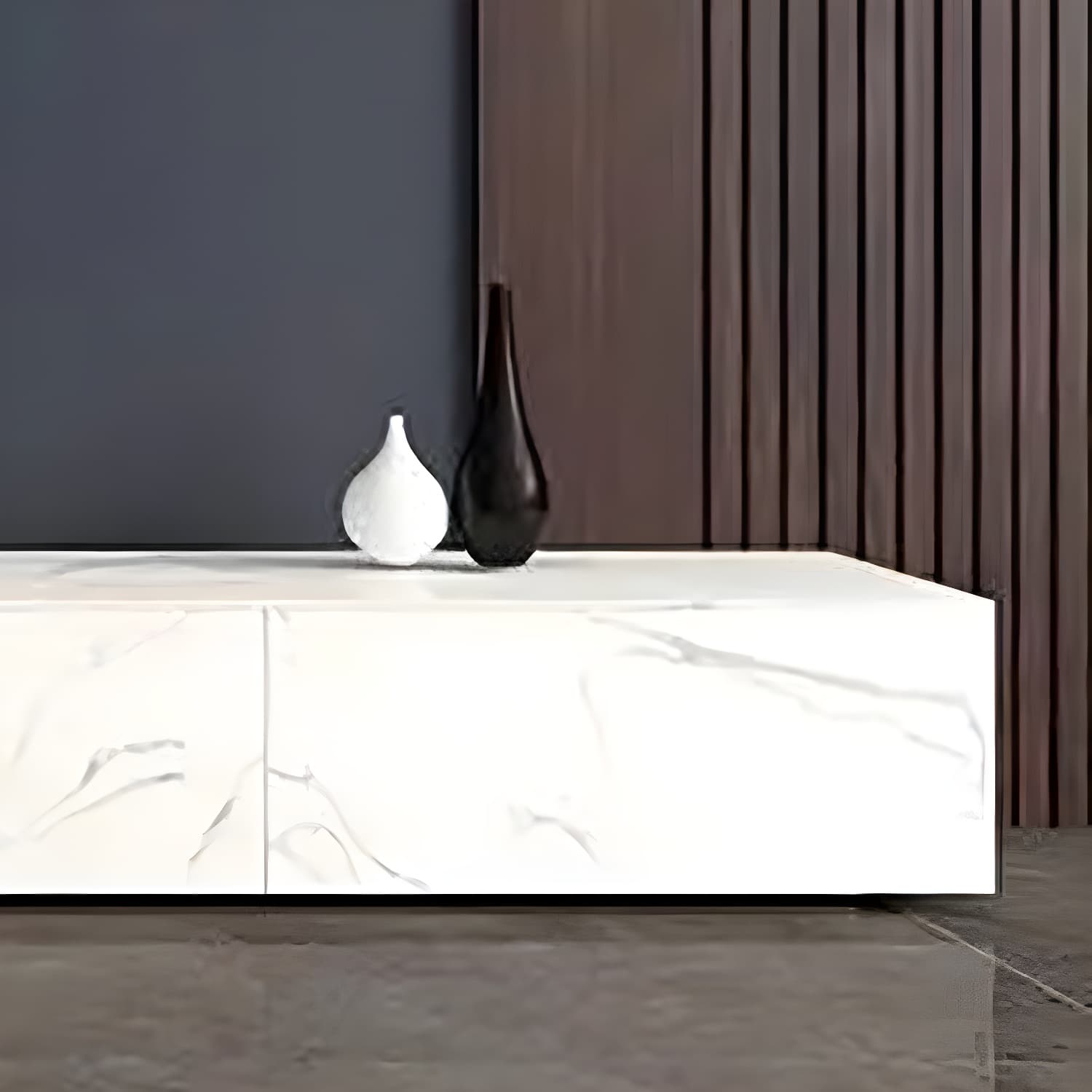 Stone TV Stand Console in Solid Wood with Storage Drawers Contemporary - image 9