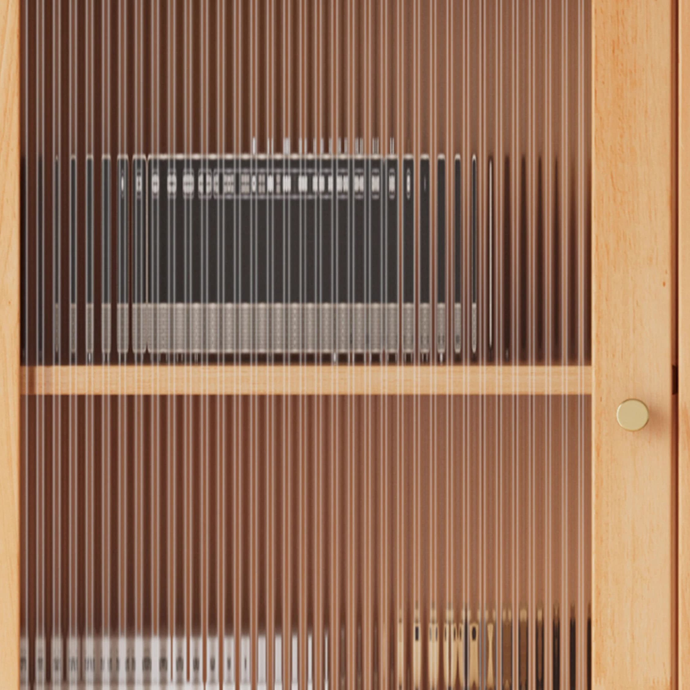 Scandinavian Solid Wood Accent Cabinet with Glass Door, 1 Cabinet and 2 Drawers for Living Room - image 9