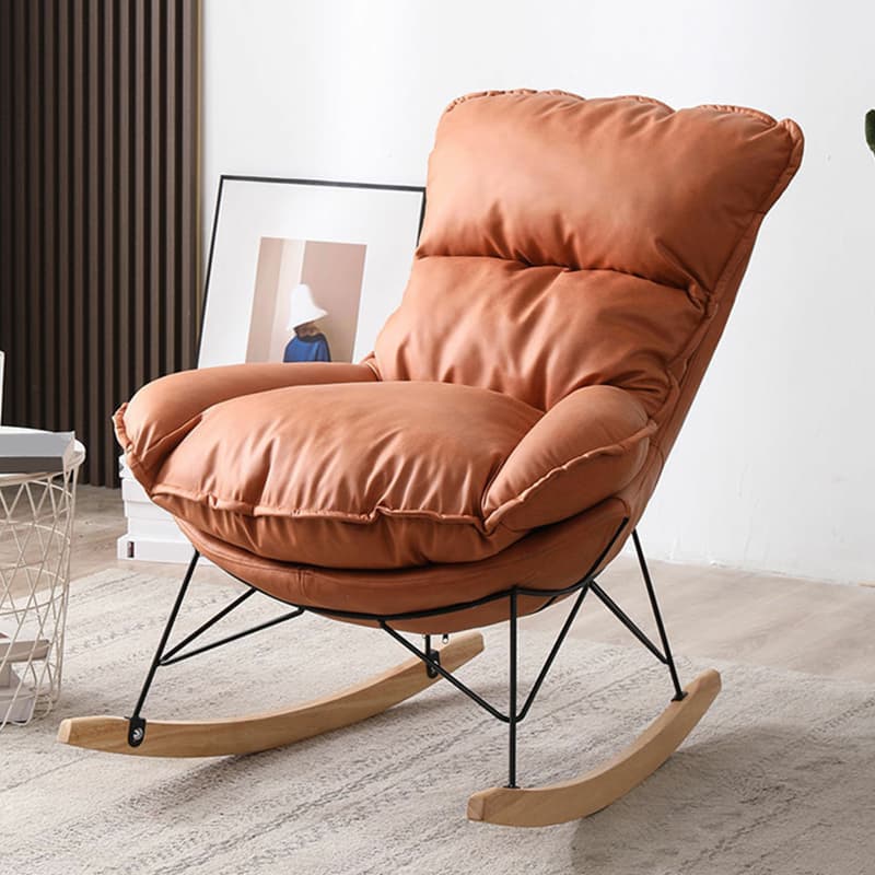 Stationary Rocker for Nursery Natural Wood Finish with Ottoman and Rear - image 21