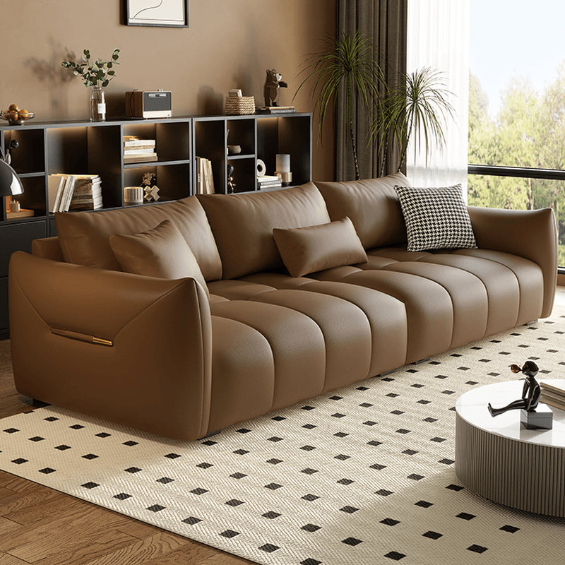 Contemporary Modern Solid Color Standard Sofa in Gray/Amber Color/Off-White for 3 with 3 Pillows - image 11