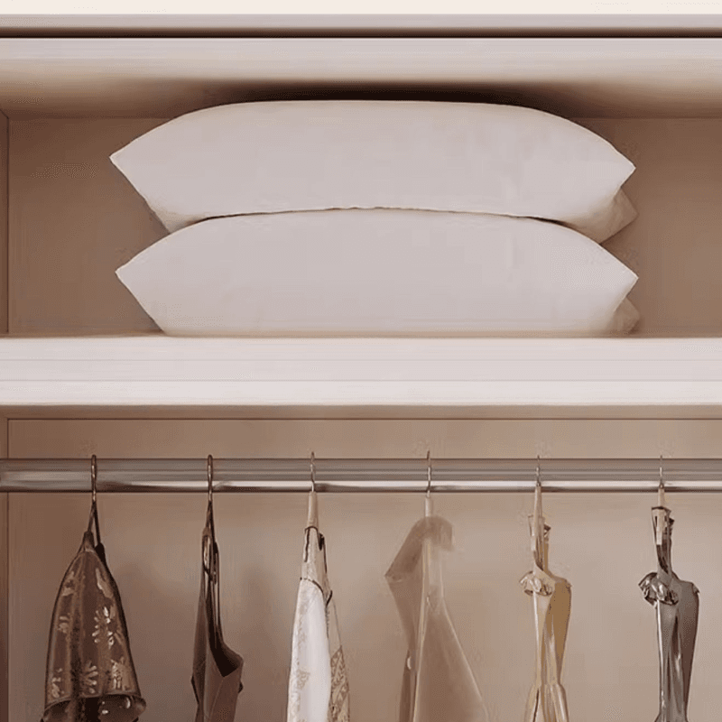 Contemporary White Engineered Wood Cabinet Armoire with Multiple Drawers, Interior Shelves, and Hanging Rod - image 7