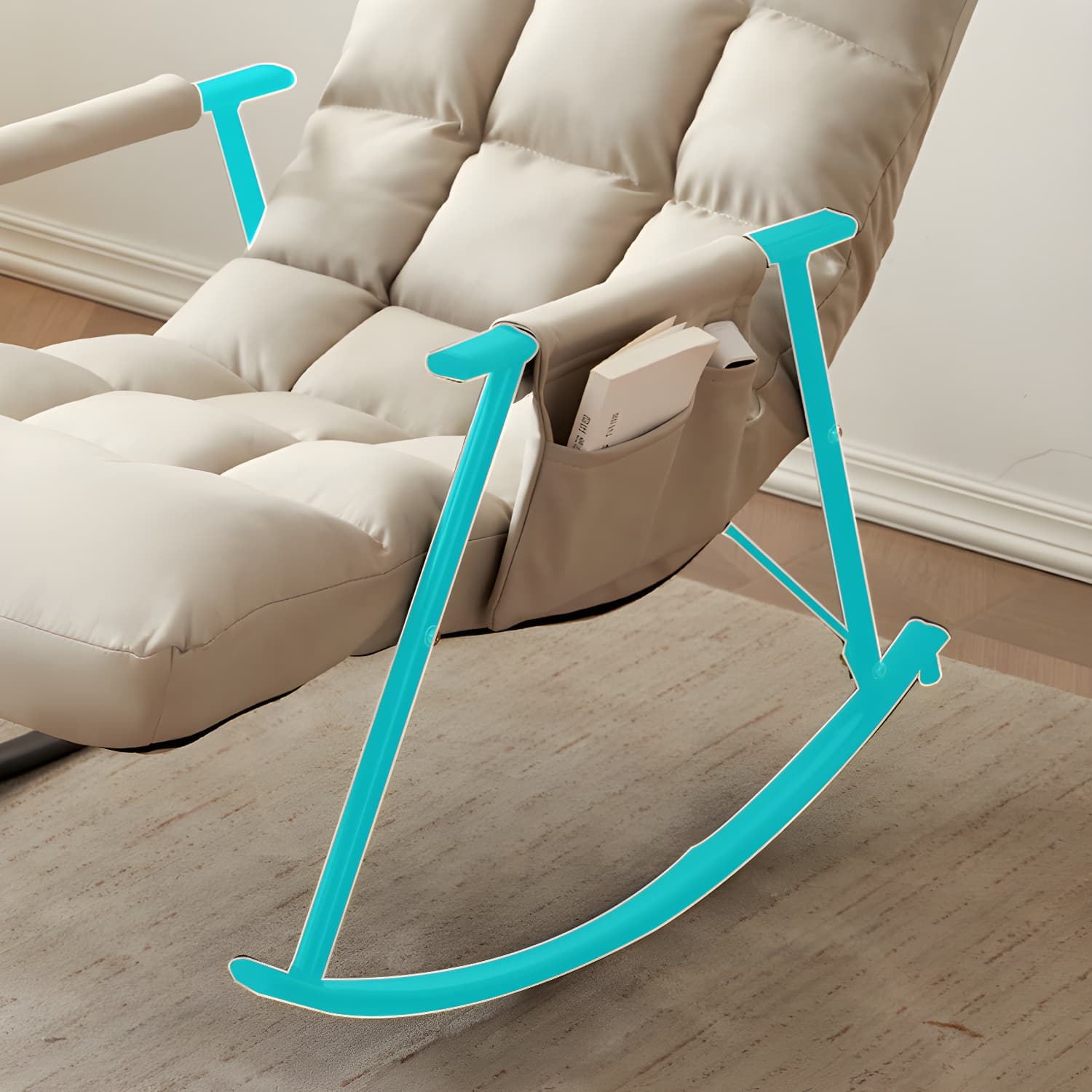 Modern Style Rocking Chair Faux Leather Upholstered Chair with Storage - image 12