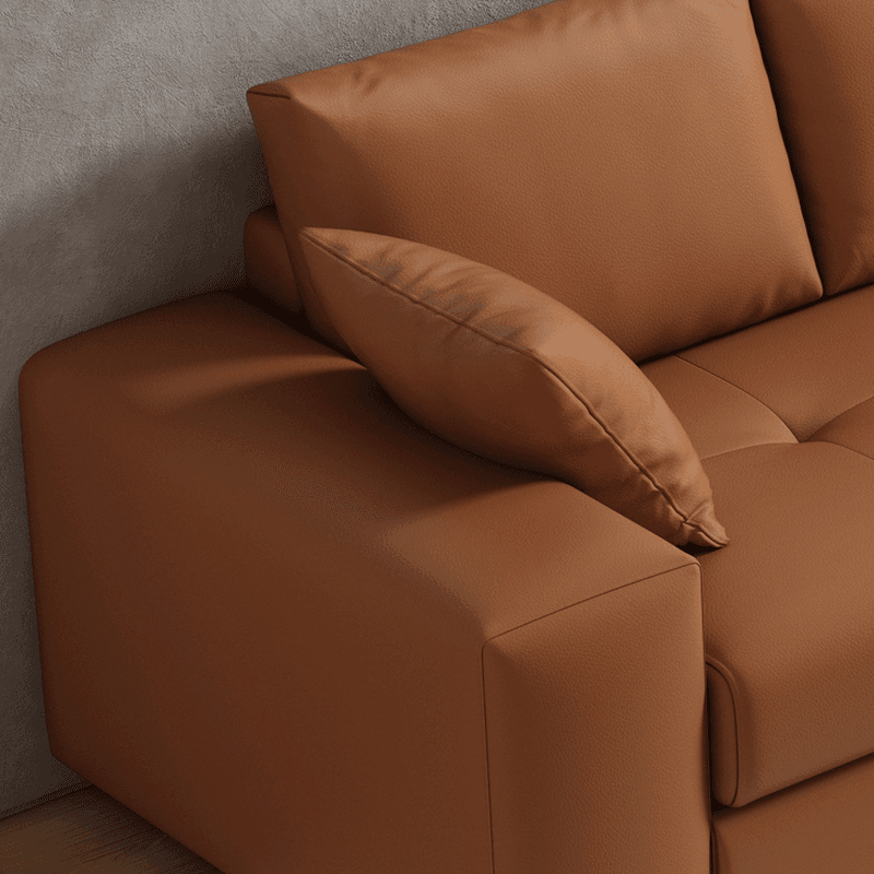Modern Solid Color Scratch-defiant Standard Sofa in Pu with Dark Grey/Ivory/Coffee Upholstery, 4-seater/3-seater, and 2 Pillows - image 12