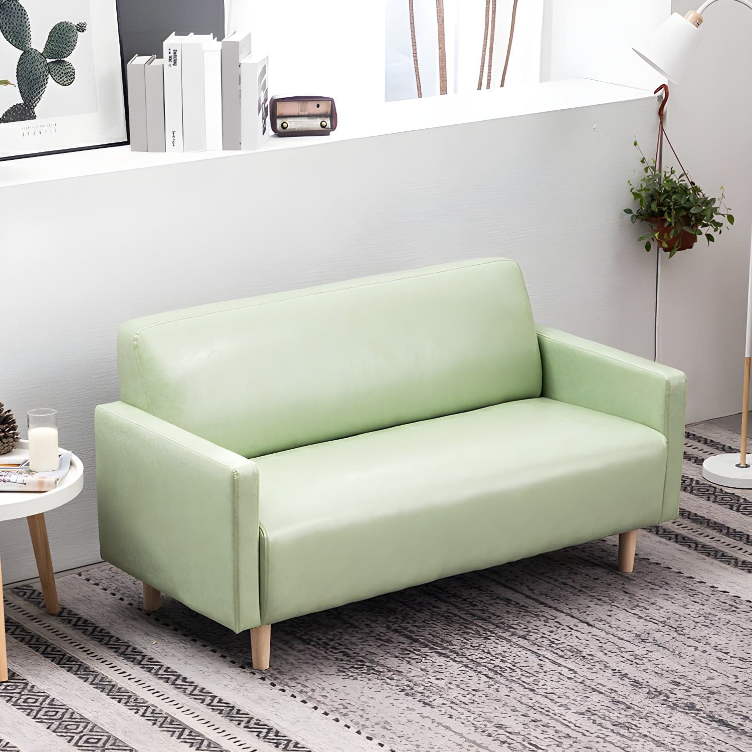 Scandinavian Tuxedo Arm Sofa with Tight Back 27.16" High Faux Leather - image 10